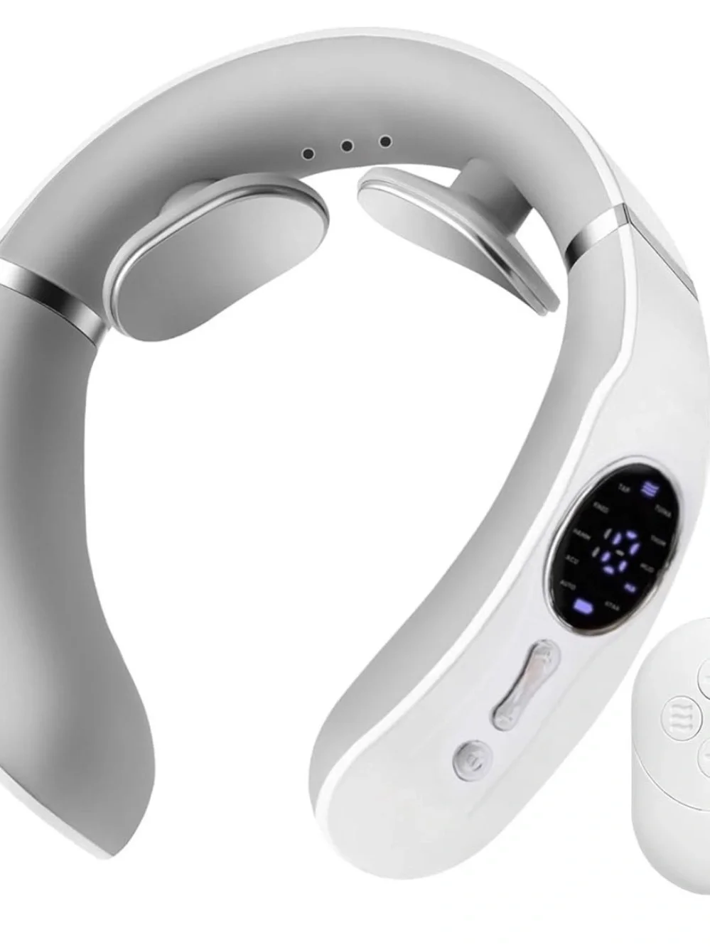 White Neck Massager with Digital Display - Comfort Relief Wearable